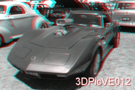 Fully Blown Supercharged Chev Corvette Greyscale 3D Anaglyph